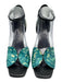 Dries Van Noten Shoe Size 39 Teal blue & Cream Leather Upper Printed Sandals Teal blue & Cream / 39