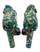 Dries Van Noten Shoe Size 39 Teal blue & Cream Leather Upper Printed Sandals Teal blue & Cream / 39