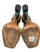 Dries Van Noten Shoe Size 39 Teal blue & Cream Leather Upper Printed Sandals Teal blue & Cream / 39