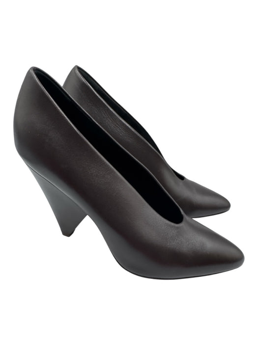 Michael Kors Collection Shoe Size 38.5 Dark Brown Leather Upper Slit Top Pumps Dark Brown / 38.5