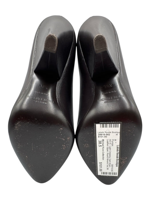 Michael Kors Collection Shoe Size 38.5 Dark Brown Leather Upper Slit Top Pumps Dark Brown / 38.5