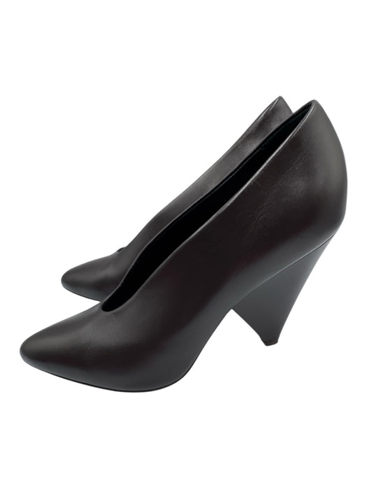 Michael Kors Collection Shoe Size 38.5 Dark Brown Leather Upper Slit Top Pumps Dark Brown / 38.5