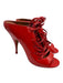 Givenchy Shoe Size 39.5 Coral Red Leather Upper Patent Lace Up Open Toe Mules Coral Red / 39.5
