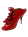 Givenchy Shoe Size 39.5 Coral Red Leather Upper Patent Lace Up Open Toe Mules Coral Red / 39.5