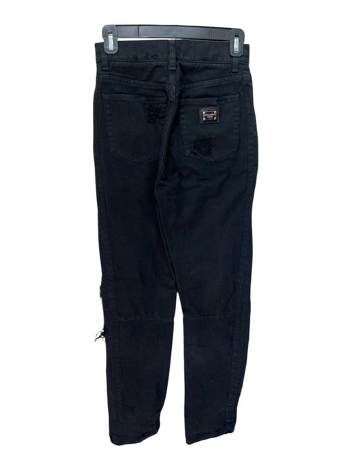 Dolce & Gabbana Size 40 Black Cotton Blend High Rise Distressed Tapered Jeans Black / 40