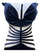 Bobby Macc Size L Navy Blue Cotton Blend Velvet Mesh Accents Strappy Gown Navy Blue / L