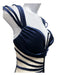 Bobby Macc Size L Navy Blue Cotton Blend Velvet Mesh Accents Strappy Gown Navy Blue / L