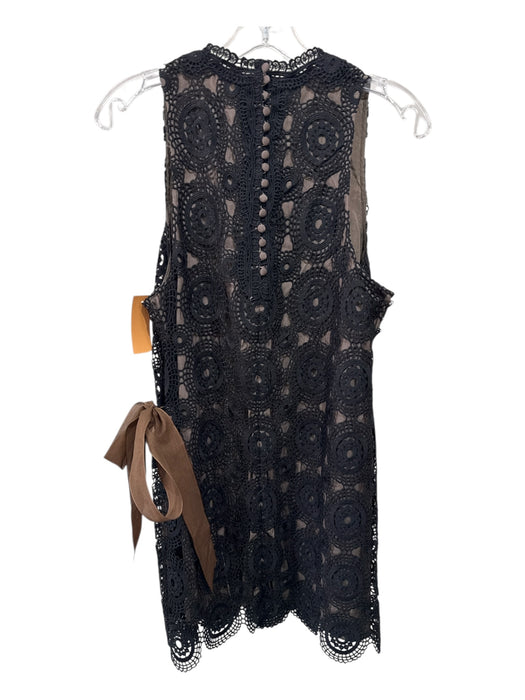 Free People Size 12 Black & Taupe Polyester Blend Crochet Lace Overlay Dress Black & Taupe / 12