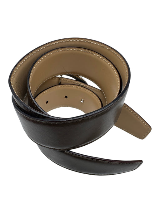 Gucci Taupe Leather silver tone hardware Logo Peg Buckle Belts Taupe / 30