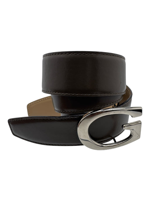 Gucci Taupe Leather silver tone hardware Logo Peg Buckle Belts Taupe / 30