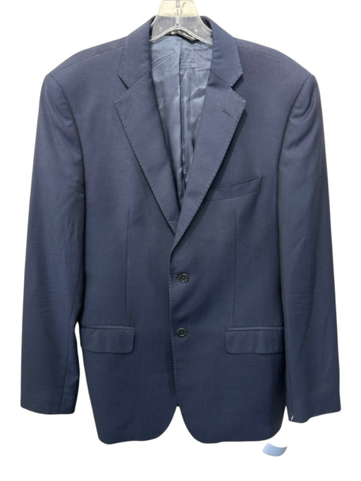 Saks Fifth Ave Navy Blue Wool Striped 2 Button Men's Blazer Navy Blue / 40