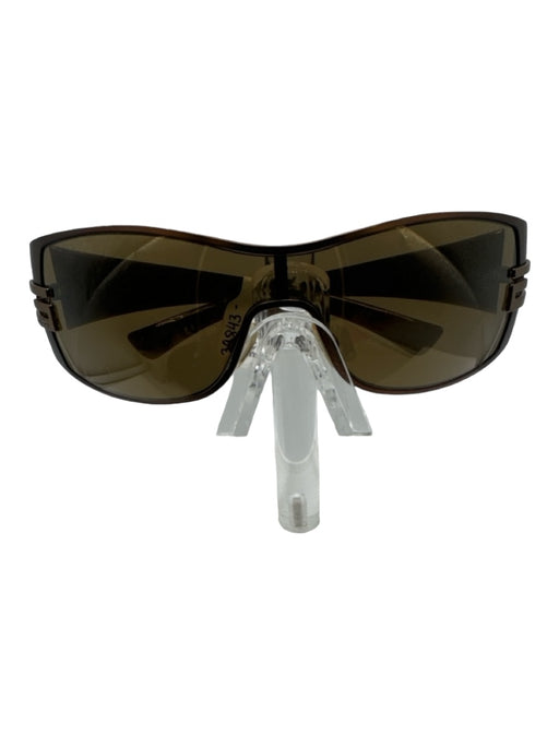 Gucci Brown Acetate Brown Lens Shield Rectangle Case Inc. Sunglasses Brown