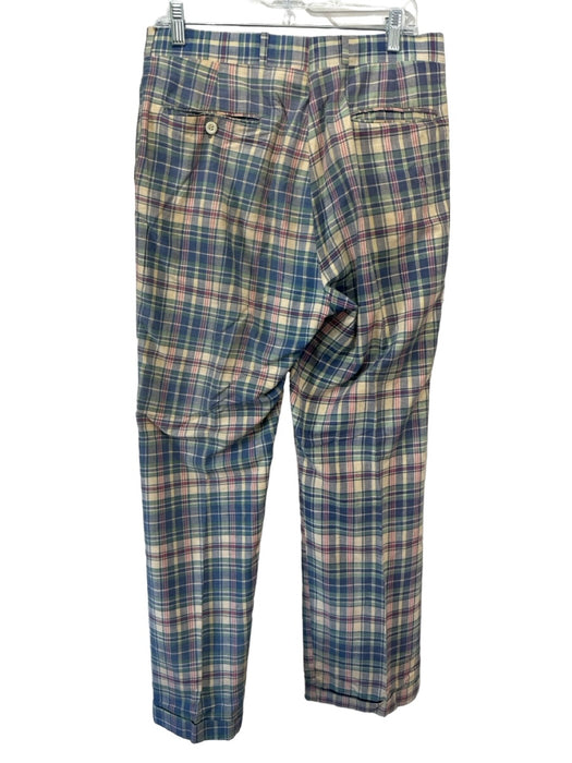 Britches Size Est 32 Blue & Green Cotton Blend Plaid Khaki Men's Pants Est 32