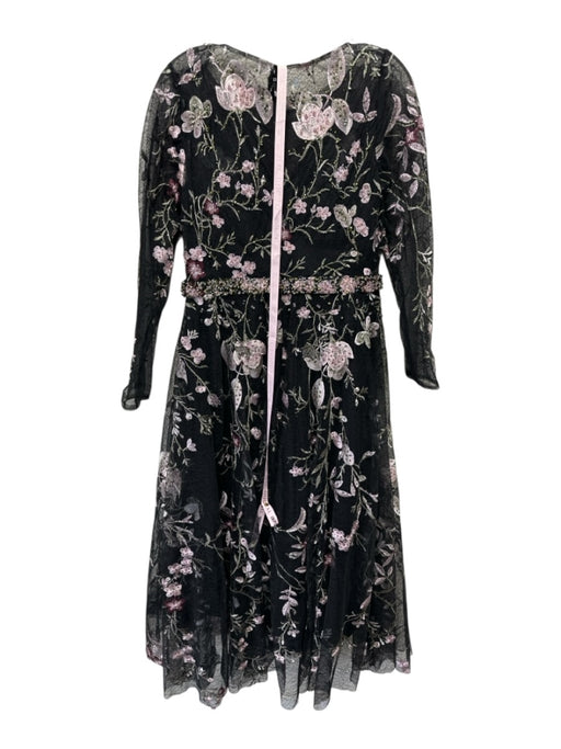 Mac Duggal Size 8 Black & Multi Polyester Floral Beaded Long Sleeve Gown Black & Multi / 8