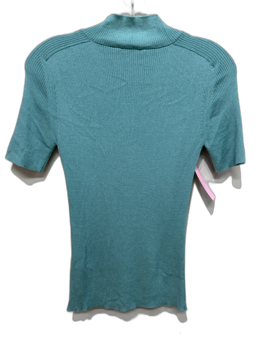 Lafayette 148 Size XS Teal Green Nylon & Silk Rib Knit Short Sleeve Top Teal Green / XS