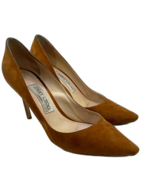 Jimmy Choo Shoe Size 38 Cognac Brown Suede Pointed Toe Mid Heel Pumps Cognac Brown / 38