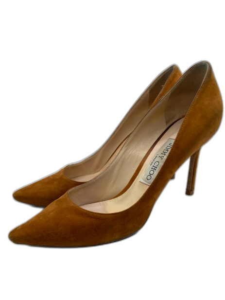 Jimmy Choo Shoe Size 38 Cognac Brown Suede Pointed Toe Mid Heel Pumps Cognac Brown / 38