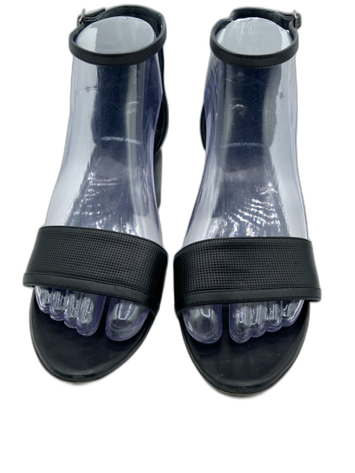 Pierre Hardy Shoe Size 37.5 Black Leather Textured Block Heel Round Toe Sandals Black / 37.5