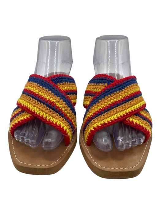 Chloe Shoe Size 39 Red, Orange & Multi Crochet Knit Criss Cross Slide Sandals Red, Orange & Multi / 39