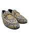 Gucci Shoe Size 38 Tan, blue & white Raffia Leather trim Horsebit Loafer Flats Tan, blue & white / 38