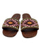Prada Shoe Size 37.5 brown, pink & multi Leather Embroidered Geometric Sandals brown, pink & multi / 37.5