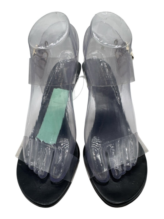 Dries Van Noten Shoe Size 38 Black & Clear Leather & Plastic Round Toe Sandals Black & Clear / 38