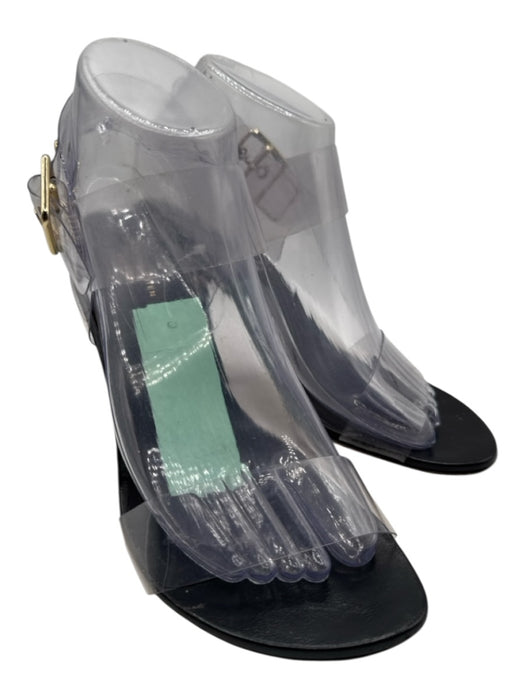 Dries Van Noten Shoe Size 38 Black & Clear Leather & Plastic Round Toe Sandals Black & Clear / 38