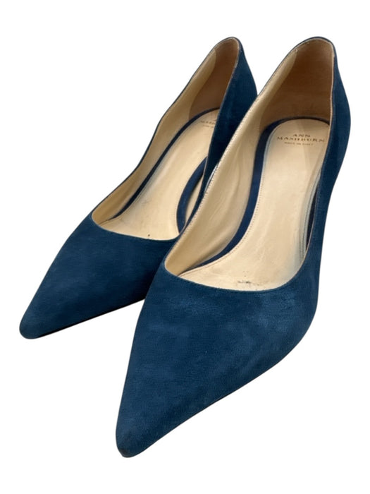 Ann Mashburn Shoe Size 38 Blue Suede Pointed Kitten Heel Box Included Pumps Blue / 38