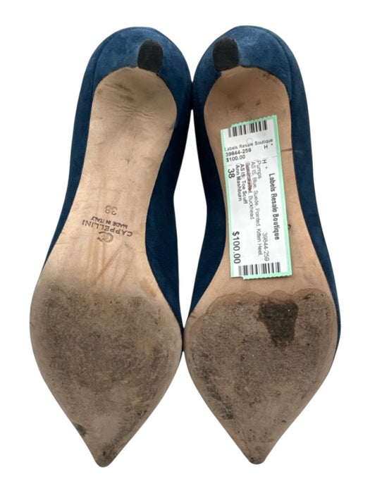 Ann Mashburn Shoe Size 38 Blue Suede Pointed Kitten Heel Box Included Pumps Blue / 38