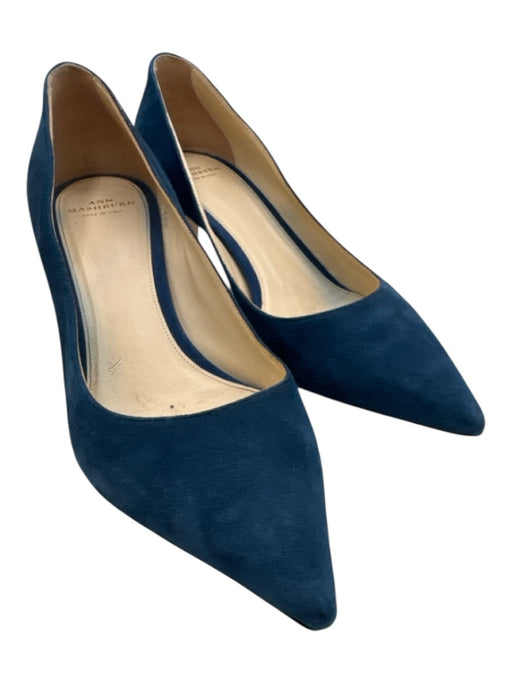 Ann Mashburn Shoe Size 38 Blue Suede Pointed Kitten Heel Box Included Pumps Blue / 38
