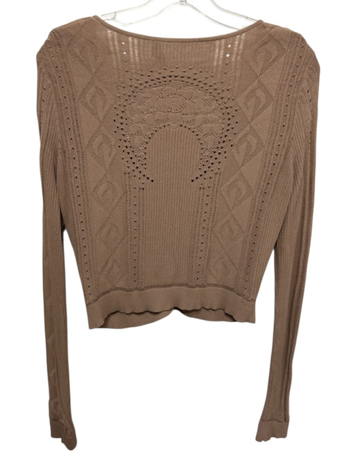 Marine Serre Size XL Brown Viscose Blend Knit Perforated Button Front Sweater Brown / XL