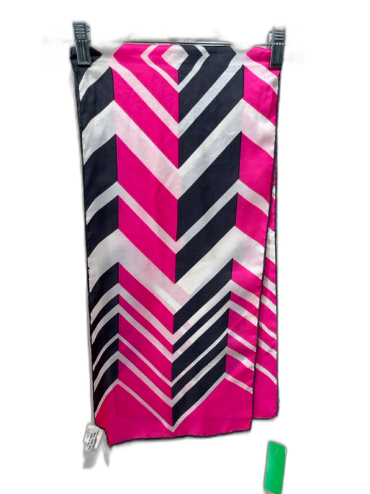 Pink, Gray, White Silk Chevron Rectangle scarf Pink, Gray, White / S