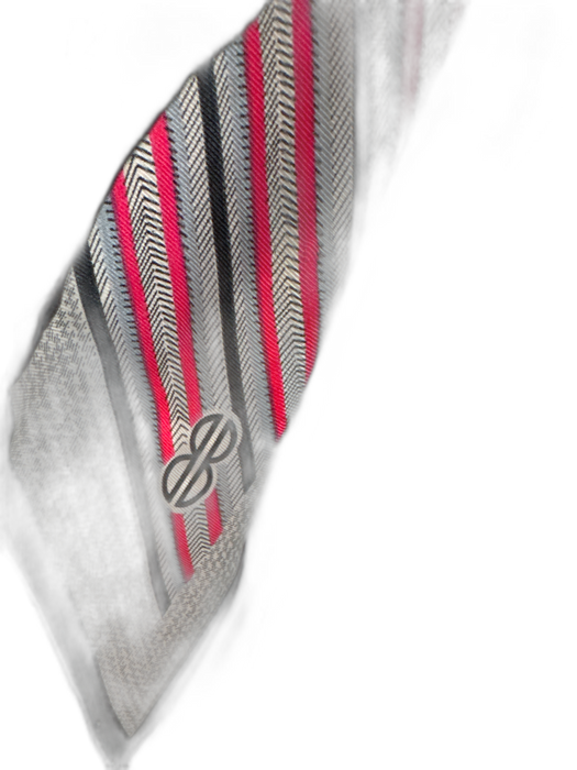 Gray, Pink, Black Silk herringbone & stripe scarf Gray, Pink, Black / S