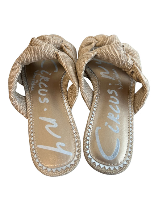 Circus Shoe Size 7 Beige Fabric open toe Knot Detail Sparkle Sandal Shoes Beige / 7
