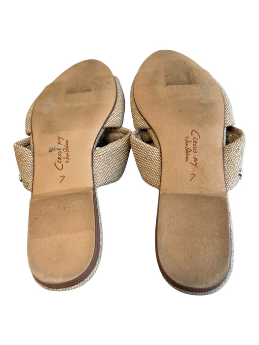 Circus Shoe Size 7 Beige Fabric open toe Knot Detail Sparkle Sandal Shoes Beige / 7