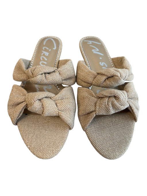 Circus Shoe Size 7 Beige Fabric open toe Knot Detail Sparkle Sandal Shoes Beige / 7