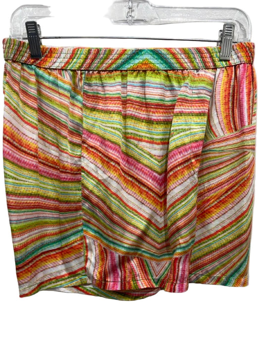 Frankies Bikinis Size M White & Multi Viscose Silk Feel Elastic Waist Short Set