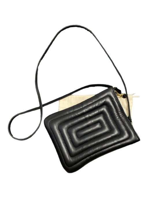 Clare V Black Leather Quilted Crossbody Top Closure Gold Hardware Bag Black / Small