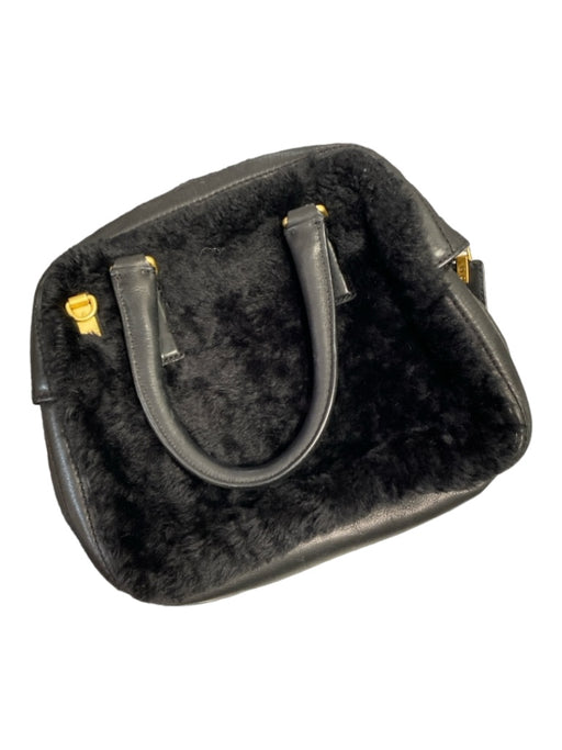 Marc Jacobs Black Faux Fur Leather Top Handles Top Zip Shoulder & Crossbody Bag Black / Small
