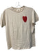 Sezane Size XS Cream & Red Cotton Graphic Heart T Shirt Round Neck Top Cream & Red / XS