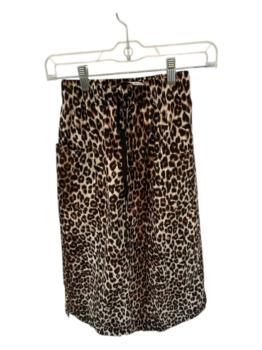 Rails Size XXS Tan & black Cotton Drawstring Animal Print Midi Skirt Tan & black / XXS