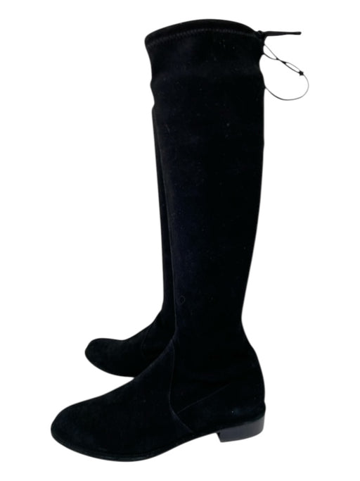 Stuart Weitzman Shoe Size 7.5 Black Suede Almond Toe Stacked Knee High Boots Black / 7.5