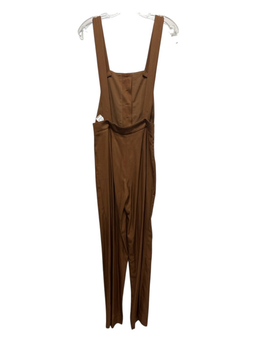 Sezane Size 36 Tan Lyocell Button Front Adjustable Shoulder Strap Jumpsuit Tan / 36