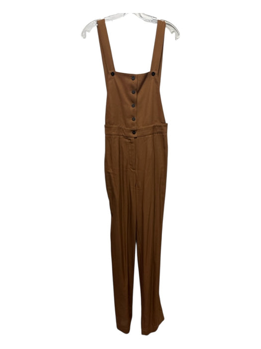Sezane Size 36 Tan Lyocell Button Front Adjustable Shoulder Strap Jumpsuit Tan / 36