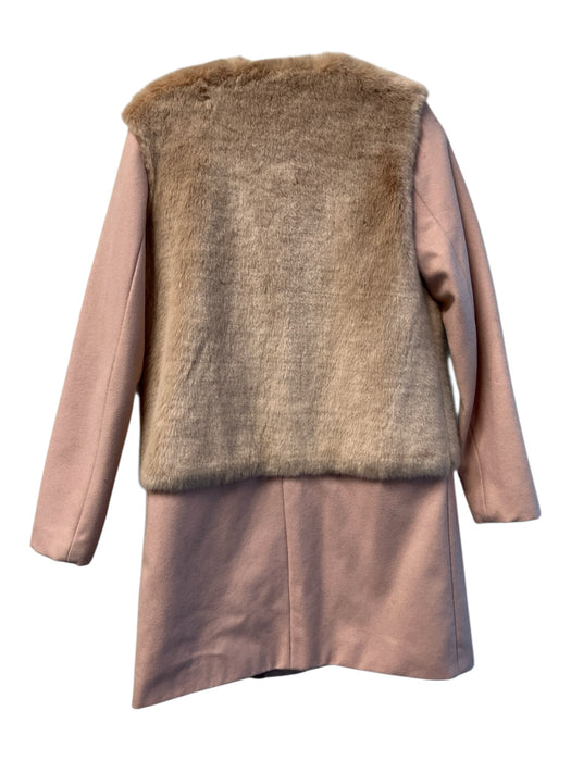 Zara Basic Size XS Pink Polyester Faux Fur Collar Toggle Close Long Sleeve Coat Pink / XS