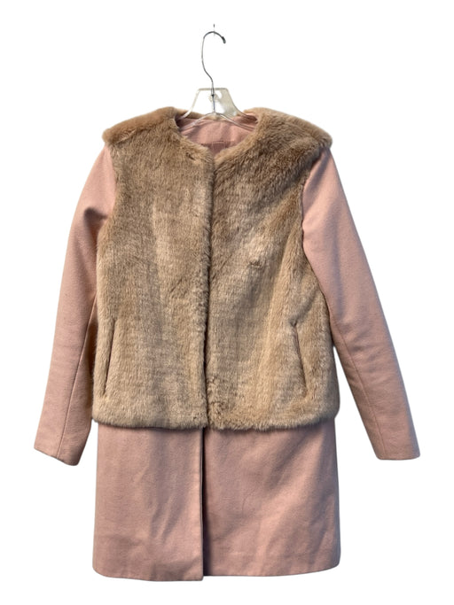 Zara Basic Size XS Pink Polyester Faux Fur Collar Toggle Close Long Sleeve Coat Pink / XS