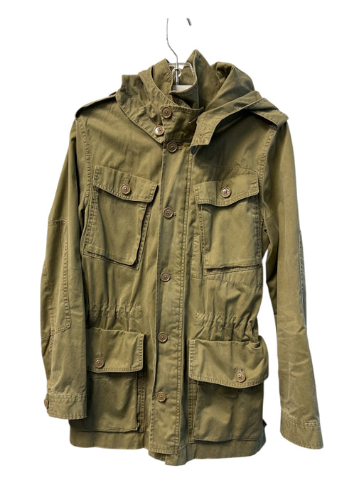 J. Crew Size S Green Cotton Long Sleeve Hood Draw String Attachment Jacket Green / S