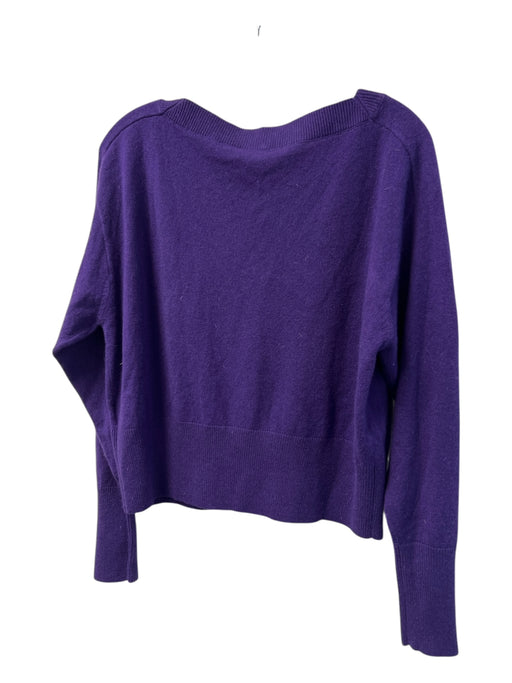 Theory Size S Purple Cashmere Long Sleeve Ribbed Detail Knit Scoop neck Sweater Purple / S