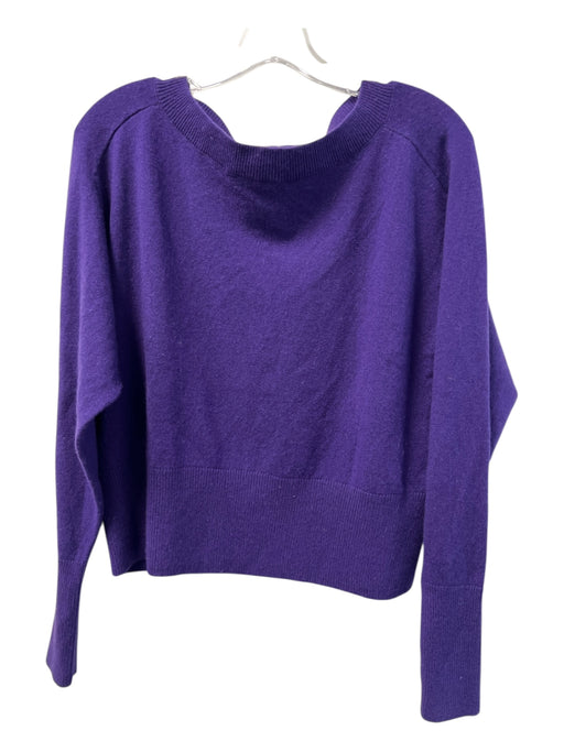 Theory Size S Purple Cashmere Long Sleeve Ribbed Detail Knit Scoop neck Sweater Purple / S
