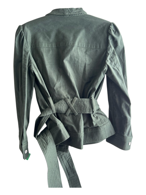 Derek Lam 10 Crosby Size 2 Green Cotton Blend Collared Belted Seam Detail Jacket Green / 2